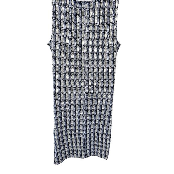 Chicos pineapple print hawaiin vacation casual dress midi blue sleevless 3 (XL) - Picture 2 of 7